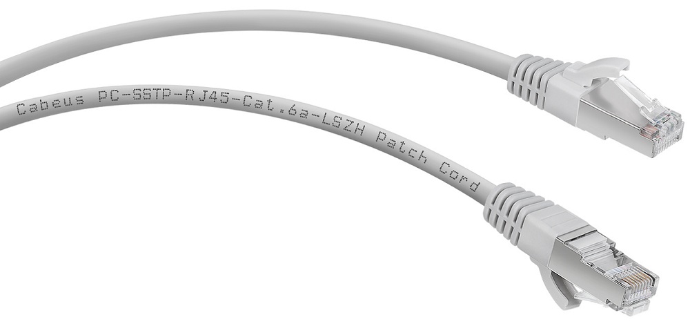 Кабель патч-корд SSTP 6a кат. 2м Cabeus PC-SSTP-RJ45-Cat.6a-2m-LSZH