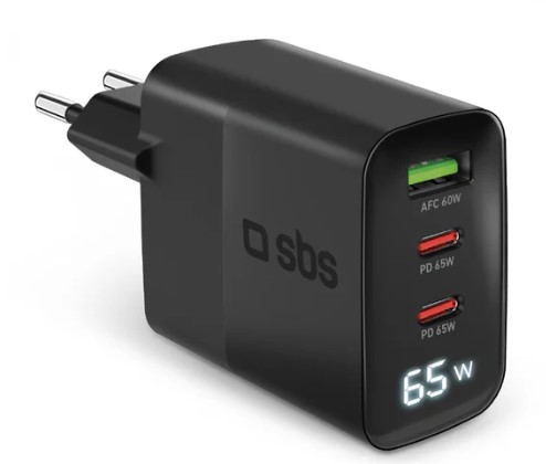 Зарядное устройство сетевое SBS TETRGANLCD1USB2C65K
