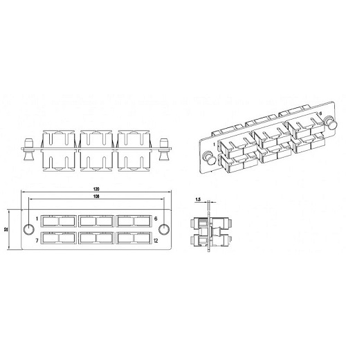 Панель Hyperline FO-FPM-W120H32-6DSC-BL