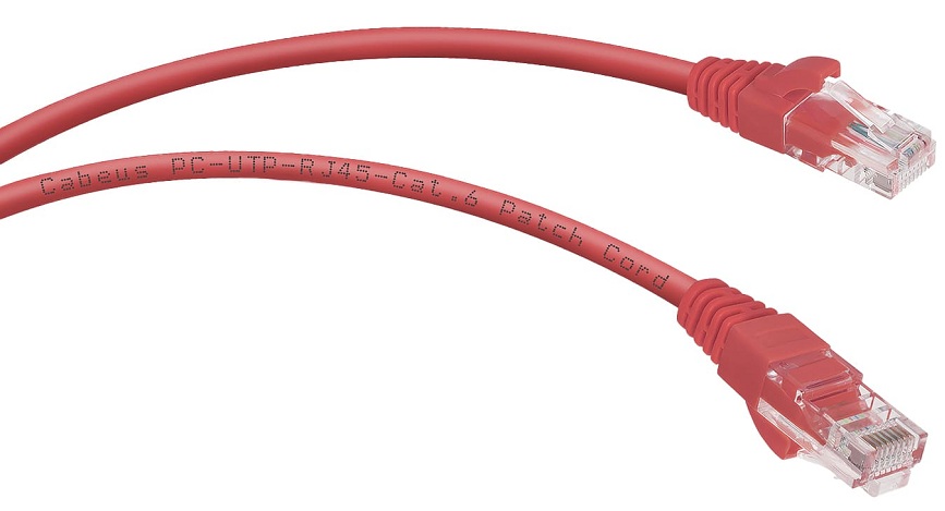 Кабель патч-корд U/UTP 6 кат. 1м Cabeus PC-UTP-RJ45-Cat.6-1m-RD-LSZH
