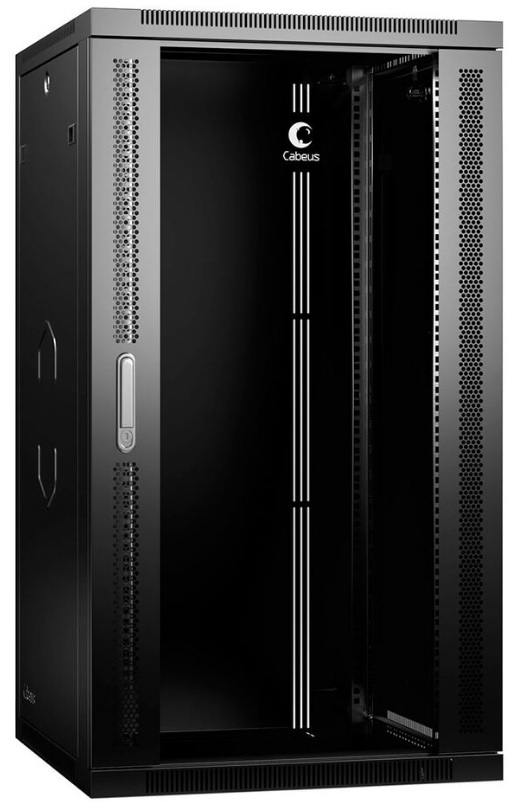 Шкаф настенный 19", 22U Cabeus SH-05F-22U60/45-R-BK