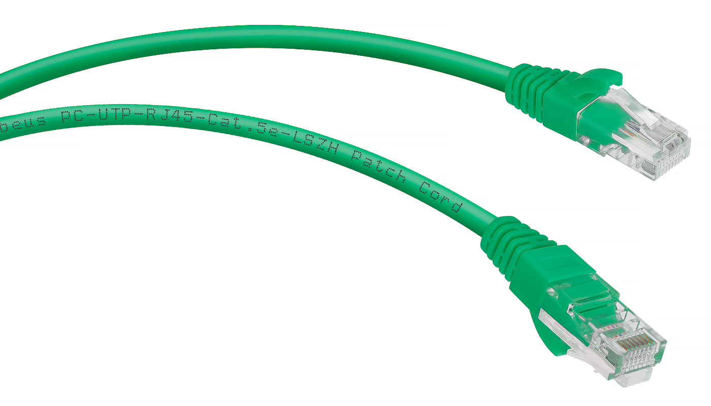 Кабель патч-корд U/UTP 5e кат. 0.15м Cabeus PC-UTP-RJ45-Cat.5e-0.15m-GN-LSZH