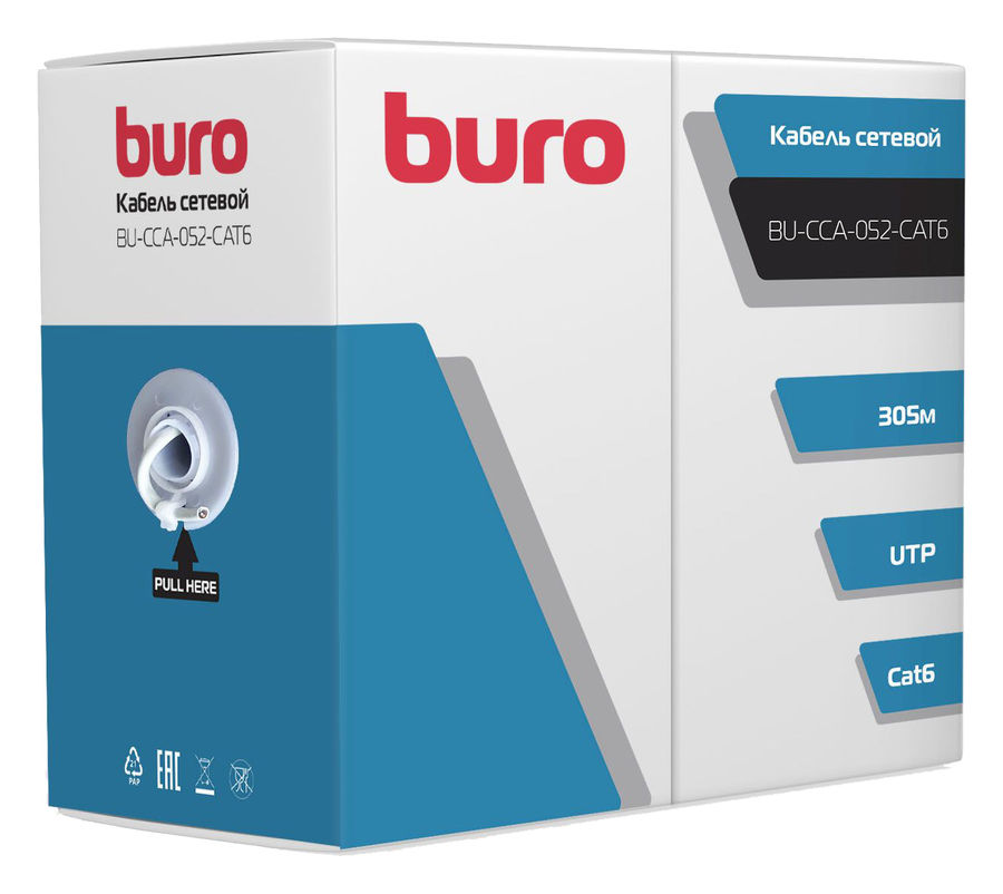 Кабель витая пара UTP 6 кат. 4 пары Buro BU-CCA-052-CAT6