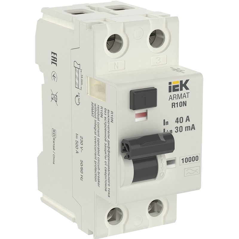Выключатель дифференциального тока (ВДТ, УЗО) IEK AR-R10N-2-040A030