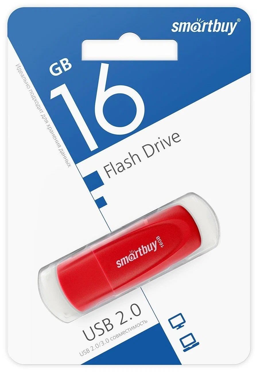Накопитель USB 2.0 16GB SmartBuy SB016GB2SCR