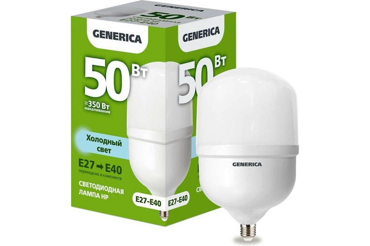 Лампа светодиодная GENERICA LL-HP-50-230-65-E27-E40-G
