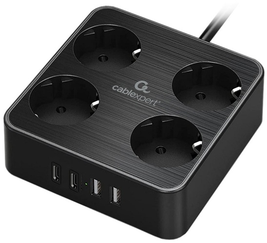 Сетевой фильтр Cablexpert PLT-4-C2U2-B-3