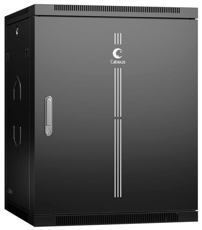 Шкаф настенный 19", 15U Cabeus SH-05F-15U60/45m-R-BK