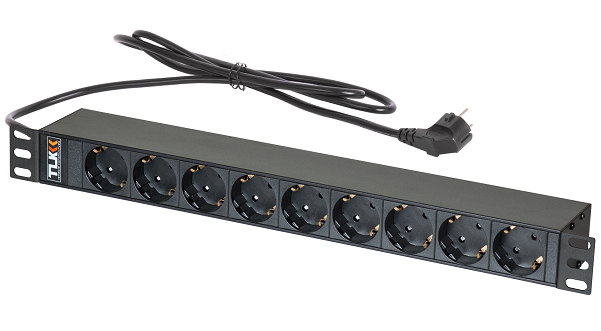 Блок розеток 19", 9 розеток TLK TLK-RSC09-M-04-BK