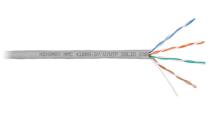 Кабель витая пара U/UTP 5e кат. 4 пары NikoMax NMC 4100A-GY