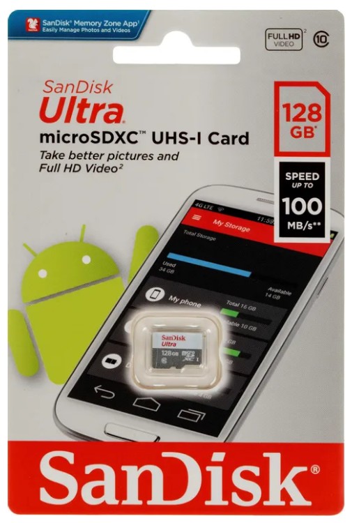Карта памяти microSDXC 128GB SanDisk Ultra