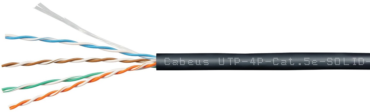 Кабель витая пара U/UTP 5e кат. 4 пары Cabeus UTP-4P-Cat.5e-SOLID-OUT-LSZH-UV-50