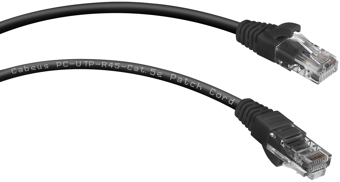Кабель патч-корд U/UTP 5e кат. 0.15м Cabeus PC-UTP-RJ45-CAT.5E-0.15M-BK-LSZH