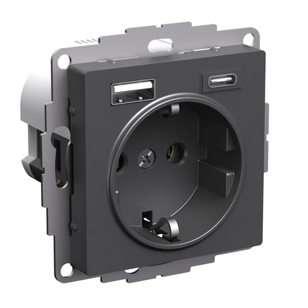 Розетка с заземлением с 2 USB Systeme Electric ATN001432