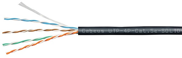 Кабель витая пара U/UTP 5e кат. 4 пары Cabeus UTP-4P-Cat.5e-SOLID-OUT-PE-UV