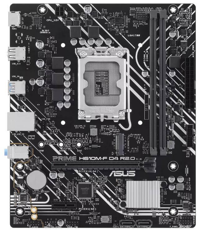 Материнская плата ASUS PRIME H610M-F D4 R2.0, LGA1700, Intel H610, mATX