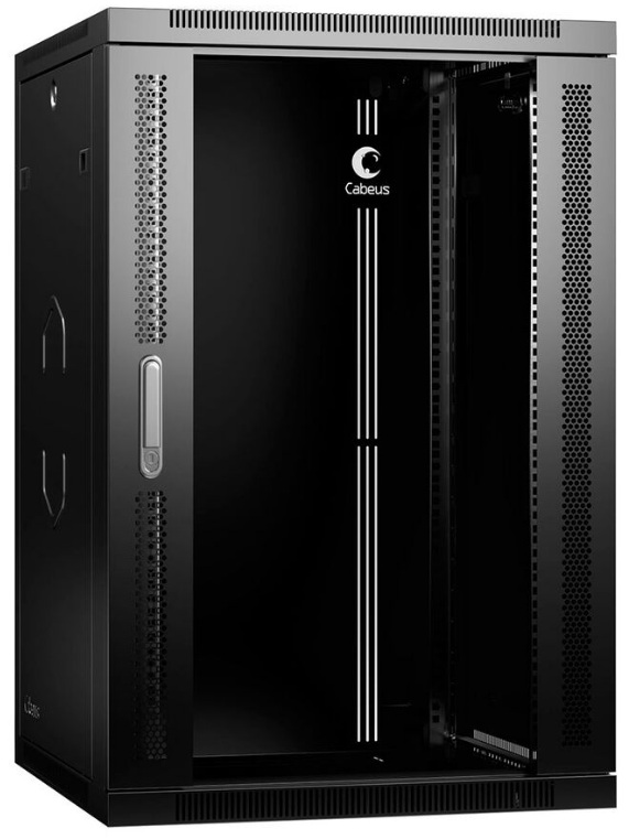Шкаф настенный 19", 18U Cabeus SH-05F-18U60/60-R-BK