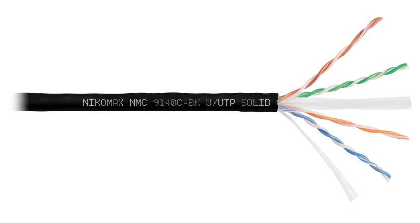 Кабель витая пара U/UTP 6 кат. 4 пары NikoMax NMC 9140C-BK