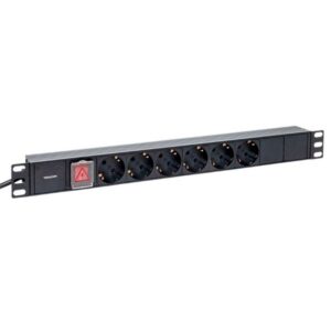 Блок розеток 19", 6 розеток EKF TRC-HPD-LS-16A-6SH-2MSH