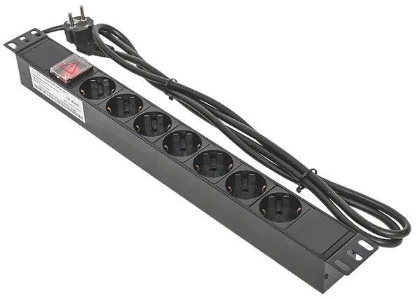 Блок розеток 19", 7 розеток EKF TRC-HPD-LS-16A-7SH-2MSH