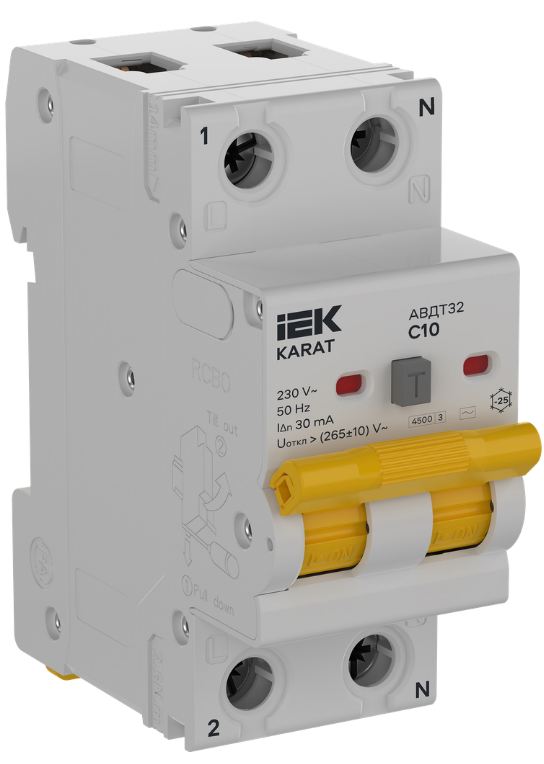 Автоматический выключатель дифф. тока (АВДТ) IEK KA-VD10-1-010-C-030-AC-1