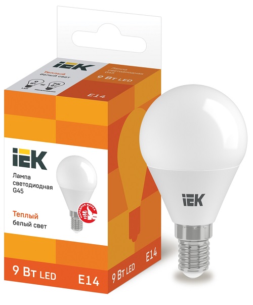 Лампа светодиодная IEK LLE-G45-9-230-30-E14