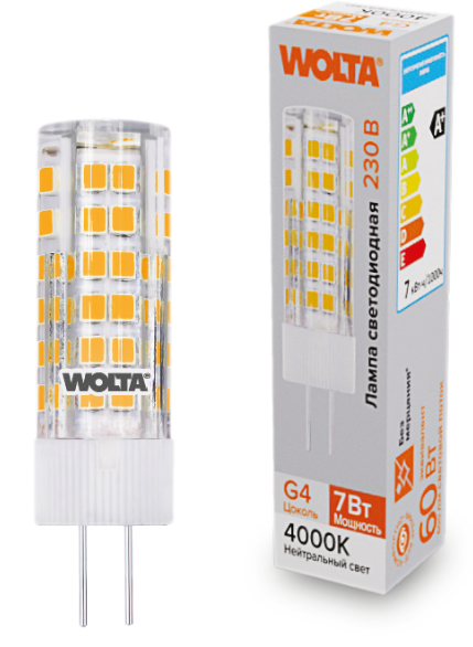 Лампа светодиодная WOLTA WSTD-JC-220V7W4KG4-C