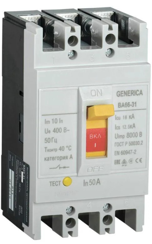 Автоматический выключатель в литом корпусе GENERICA SAV10-3-0050-G