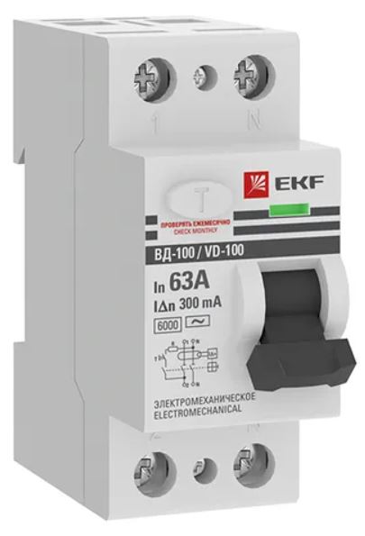 УЗО EKF elcb-2-6-63-300-em-pro