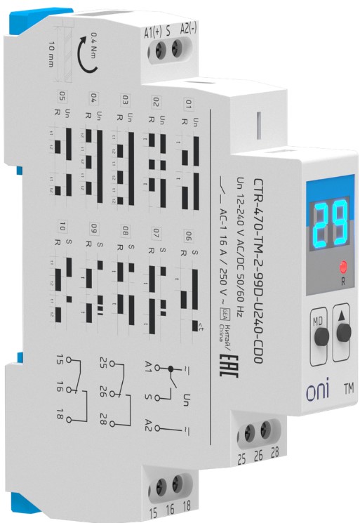 Реле времени ONI CTR-470-TM-2-99D-U240-CD0
