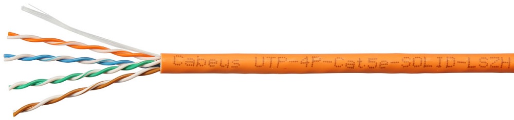 Кабель витая пара U/UTP 5e кат. 4 пары Cabeus UTP-4P-Cat.5e-SOLID-LSZH-OR-LIGHT