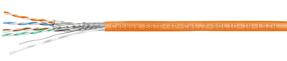 Кабель витая пара S/FTP 7 кат. 4 пары Cabeus SSTP-4P-Cat.7-SOLID-IN-LSZH