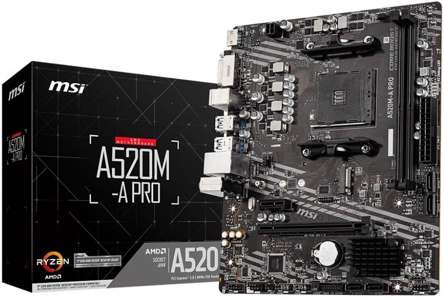 Материнская плата MSI A520M-A PRO, AM4, AMD A520, mATX