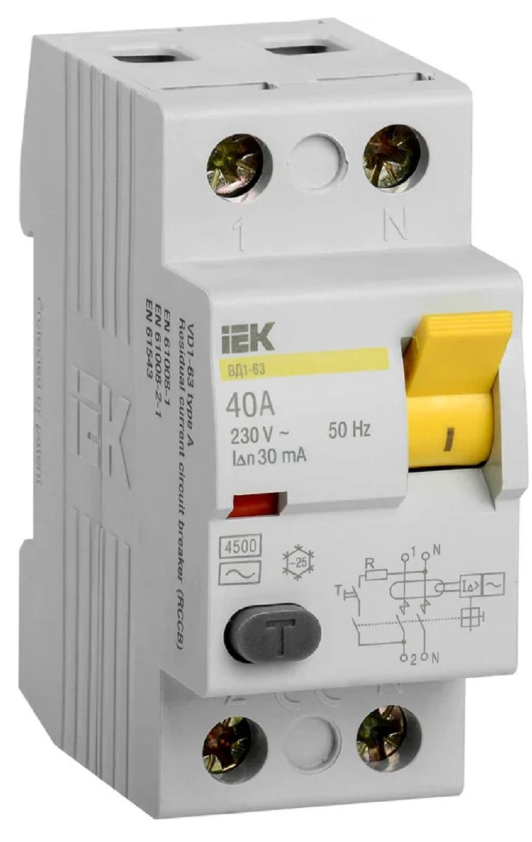 Выключатель дифференциального тока (ВДТ, УЗО) IEK MDV10-2-040-030