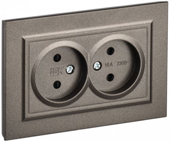 Розетка двухместная без заземления в сборе IEK BR-R23-10-K45-F