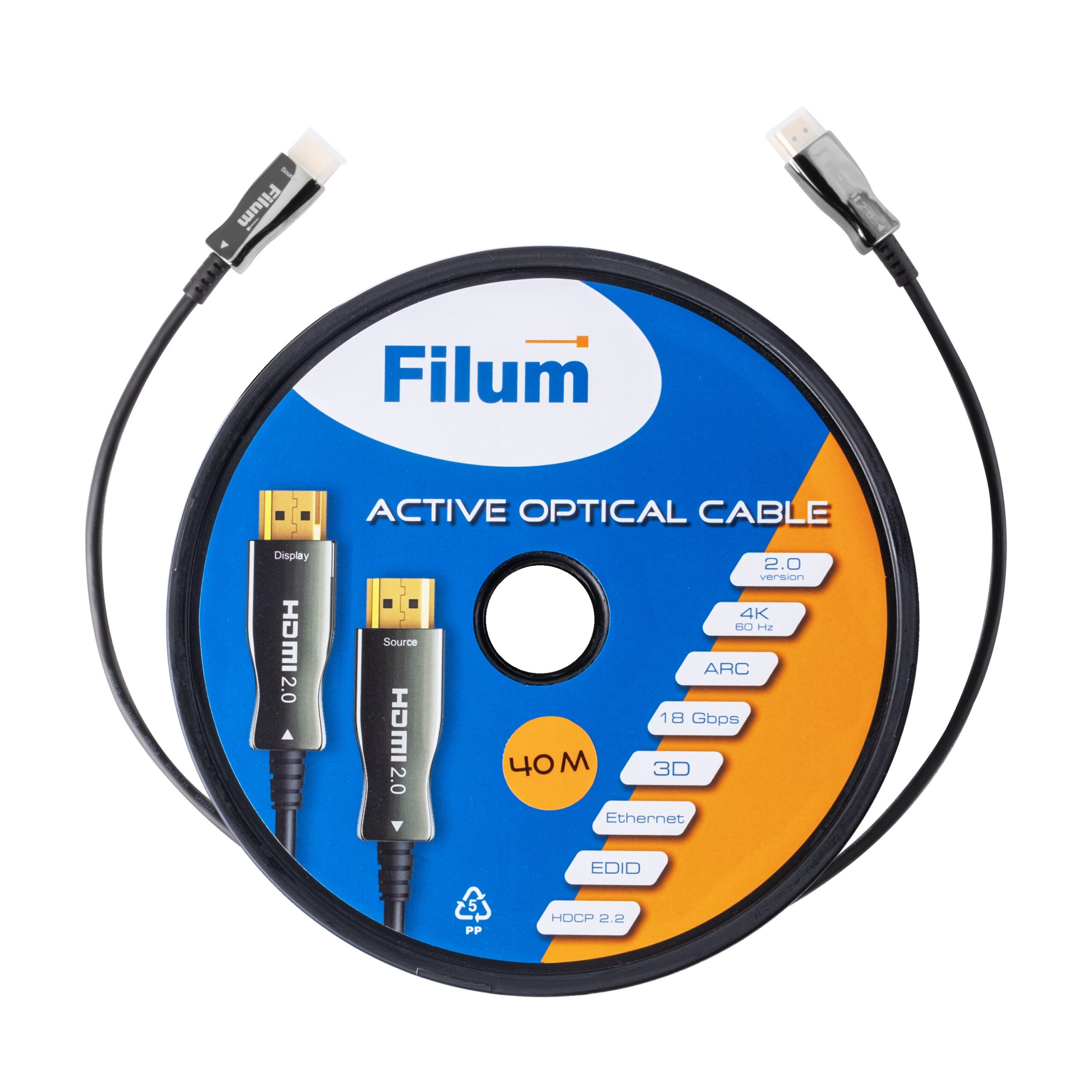 Активный оптический кабель HDMI Filum FL-AOC-HDMI2.0-40M