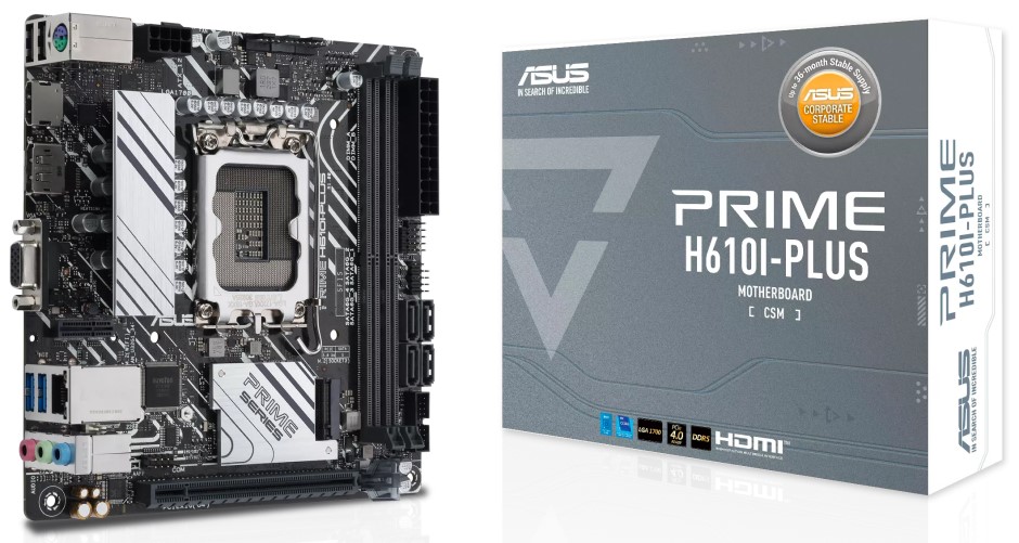 Материнская плата ASUS PRIME H610I-PLUS-CSM, LGA1700, Intel H610, Mini-ITX