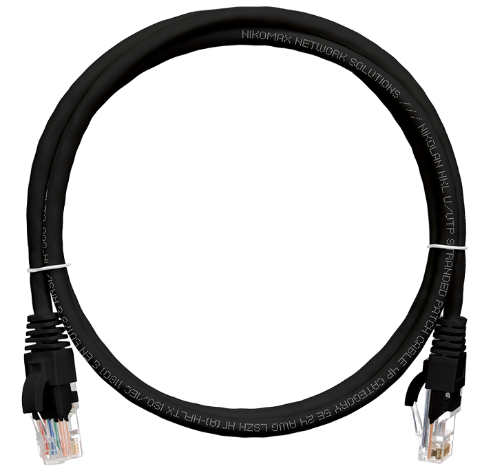 Кабель патч-корд U/UTP 5e кат. 0.15м NikoMax NMC-PC4UD55B-001-BK