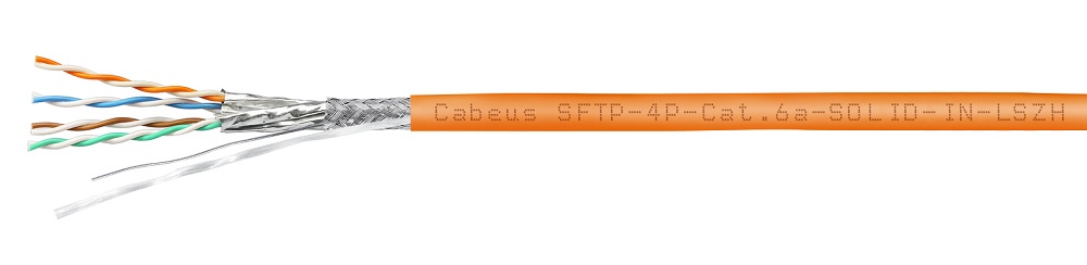 Кабель витая пара S/FTP 6а кат. 4 пары Cabeus SFTP-4P-Cat.6a-SOLID-IN-LSZH
