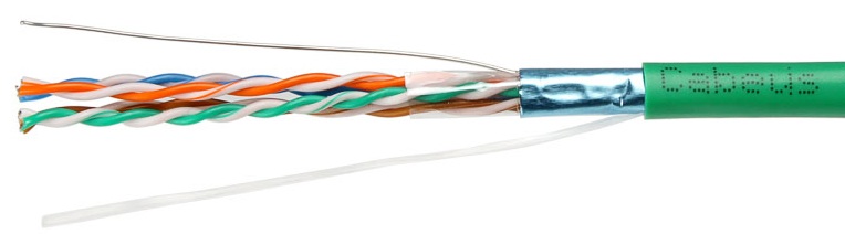 Кабель витая пара F/UTP 5e кат. 4 пары Cabeus FTP-4P-Cat.5e-SOLID-LSLTx-GN-100