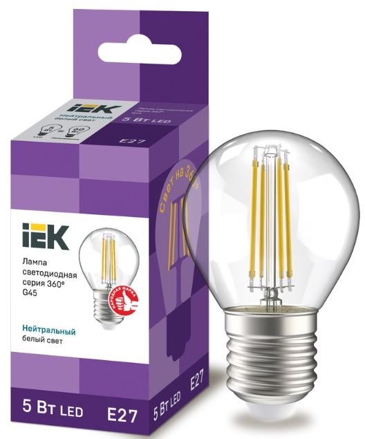 Лампа светодиодная IEK LLF-G45-5-230-40-E27-CL