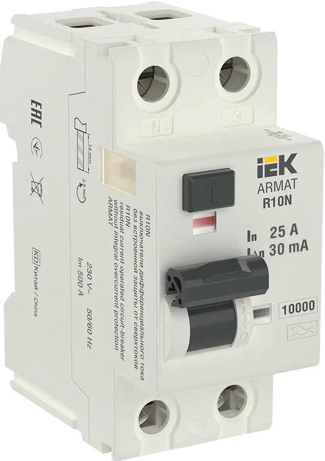 Выключатель дифференциального тока (ВДТ, УЗО) IEK AR-R10N-2-025C030