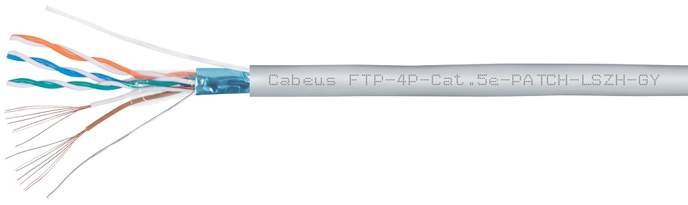 Кабель витая пара F/UTP 5e кат. 4 пары Cabeus FTP-4P-Cat.5e-PATCH-LSZH-GY
