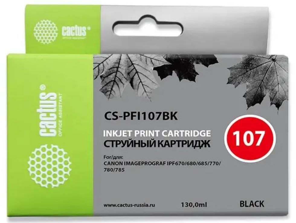 Тонер-картридж Cactus CS-R-PFI107BK Черный