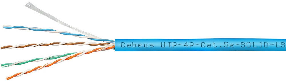 Кабель витая пара U/UTP 5e кат. 4 пары Cabeus UTP-4P-Cat.5e-SOLID-LSZH-BL