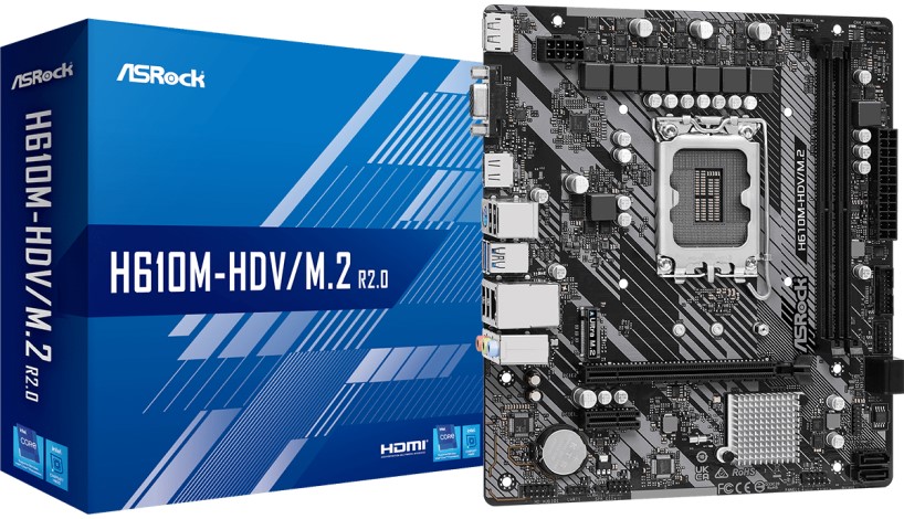 Материнская плата ASRock H610M-HDV/M.2 R2.0, LGA1700, Intel H610, mATX