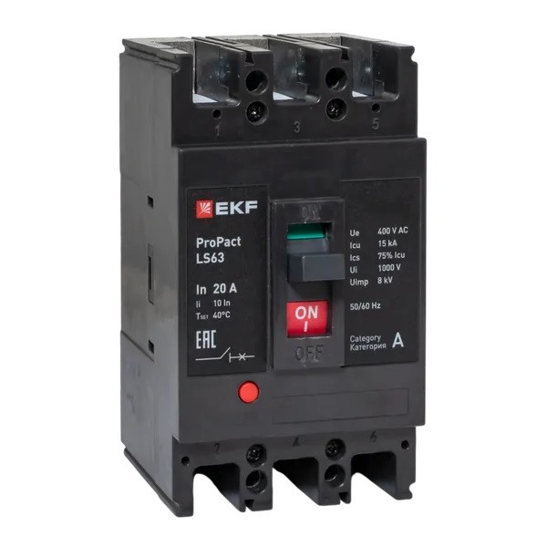Автоматический выключатель в литом корпусе EKF mccb-63-15-3-20-ls