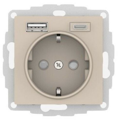 Розетка с заземлением с 2 USB Systeme Electric ATN001232
