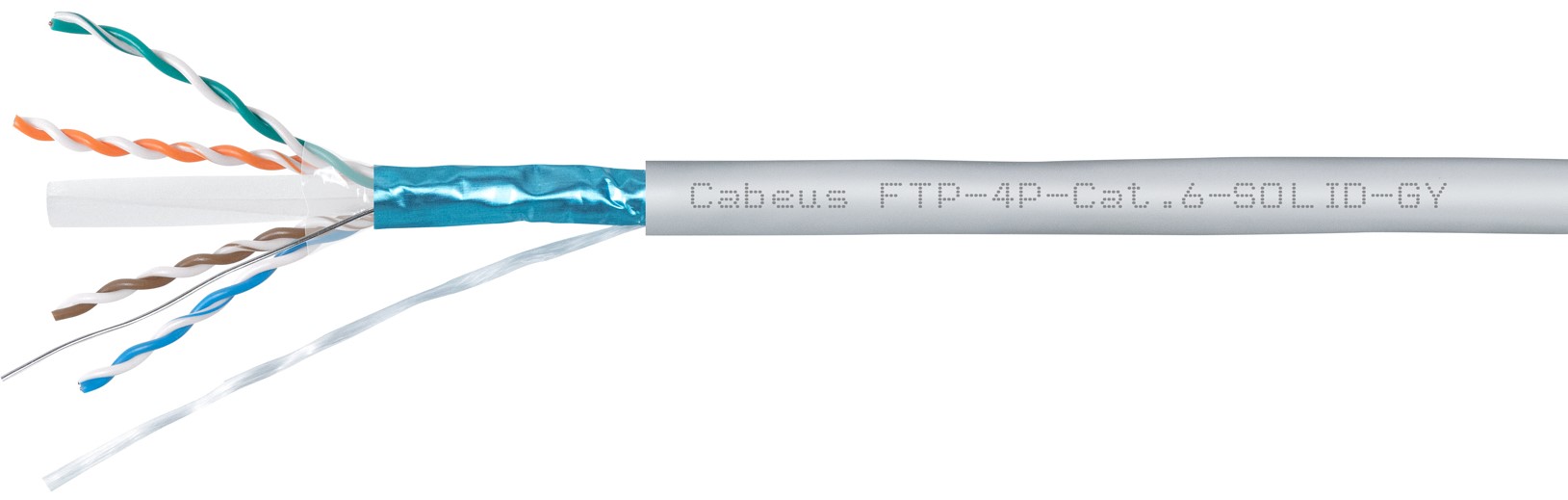 Кабель витая пара F/UTP 6 кат. 4 пары Cabeus FTP-4P-Cat.6-SOLID-GY