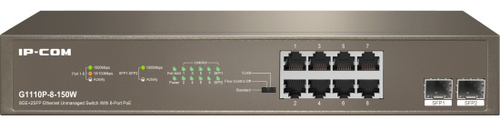 Коммутатор неуправляемый IP-Com G1110P-8-150W